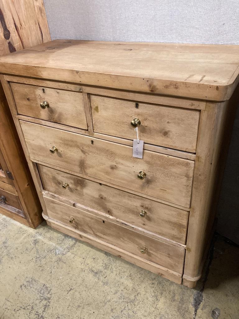 A Victorian pine chest, width 89cm, depth 42cm, height 99cm